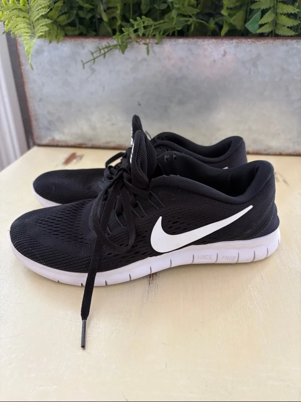 Nike Free RN  Black and White Women's Athletic Running Shoes